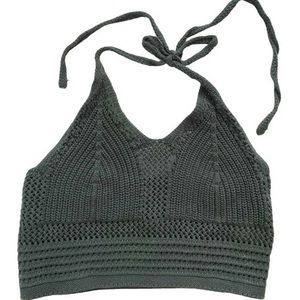 Aerie Crochet Halter Neck Tie Crop Top